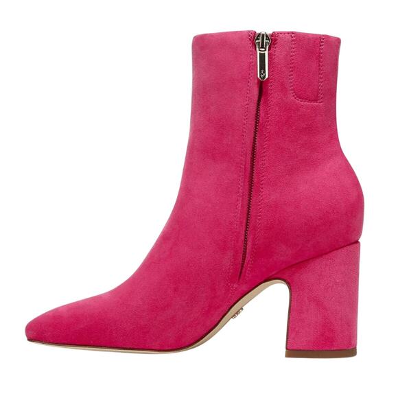 Sam Edelman Womens Fawn Heel Bootie US 8 M EU 38.5 Pink Suede Leather NIB - Picture 3 of 14